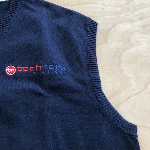 V Neck Navy knit Sweater Vest Mens Size M. - Picture 5 of 7